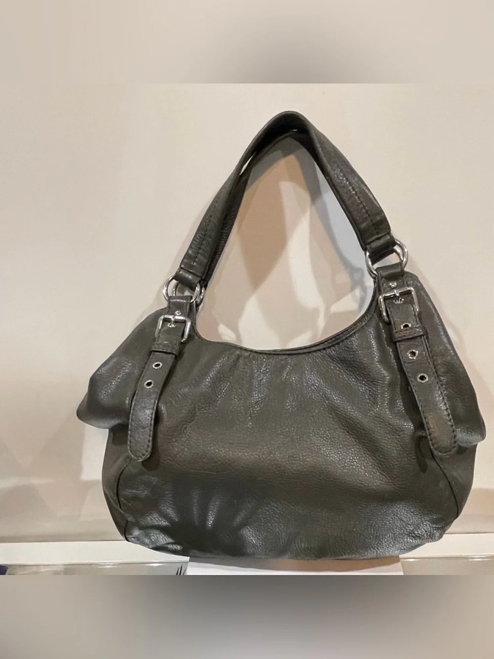 Michael Kors Gray Leather shluld bag